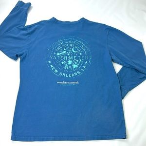 Southern Marsh Authentic Southern Class. Long Sleeve Shirt. X-Large. Blue.